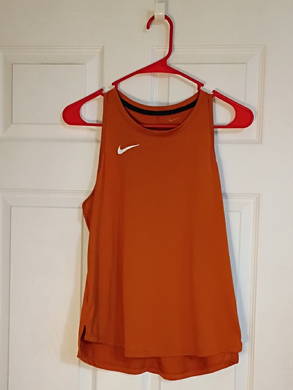 Nike Orange Sleeveless Training Tank with White Swoosh